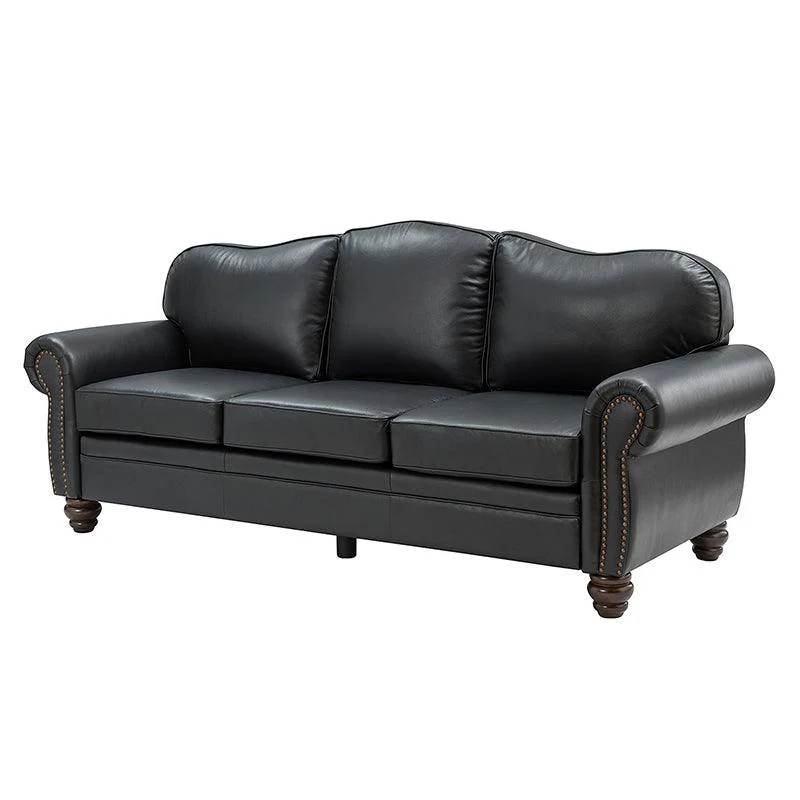 Flavio 81″ Genuine Leather Sofa – Vintage Glam Mid-Century Design - Image 21