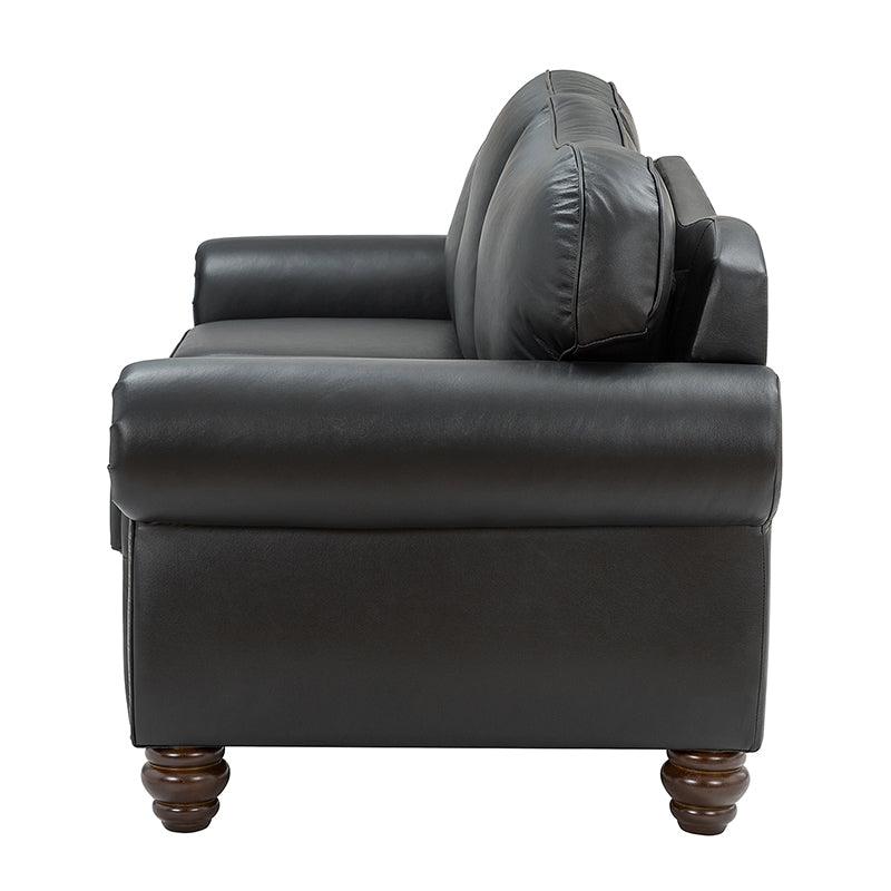 Flavio 81″ Genuine Leather Sofa – Vintage Glam Mid-Century Design - Image 22