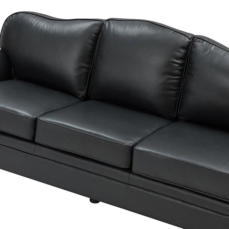 Flavio 81″ Genuine Leather Sofa – Vintage Glam Mid-Century Design - Image 23