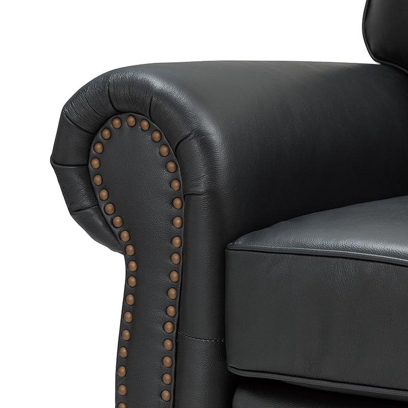 Flavio 81″ Genuine Leather Sofa – Vintage Glam Mid-Century Design - Image 24