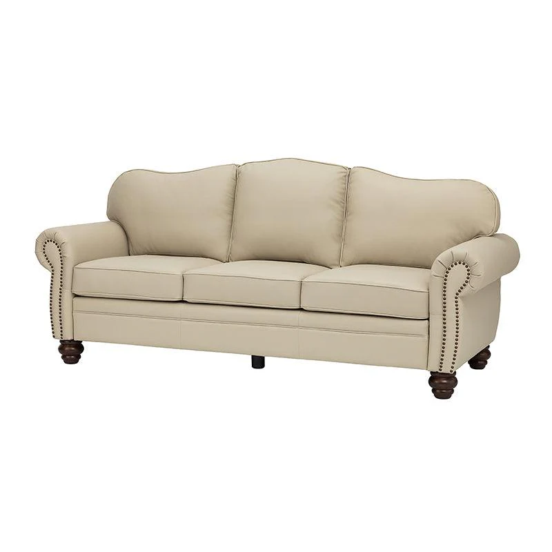 Flavio 81″ Genuine Leather Sofa – Vintage Glam Mid-Century Design - Image 29
