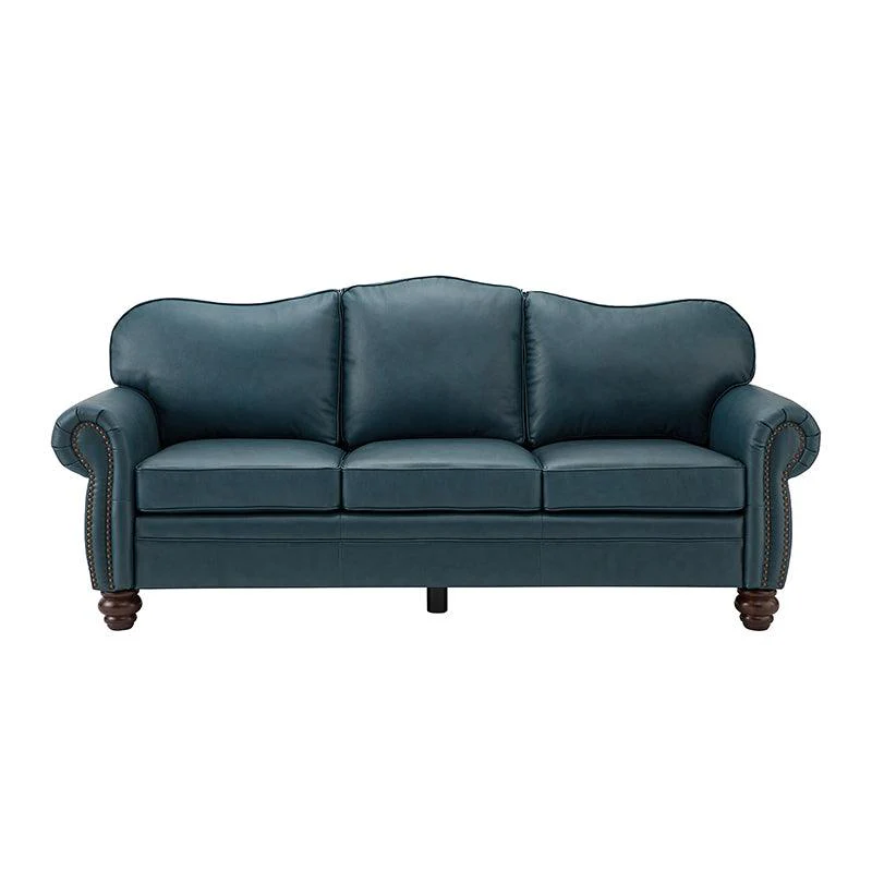 Flavio 81″ Genuine Leather Sofa – Vintage Glam Mid-Century Design - Image 36