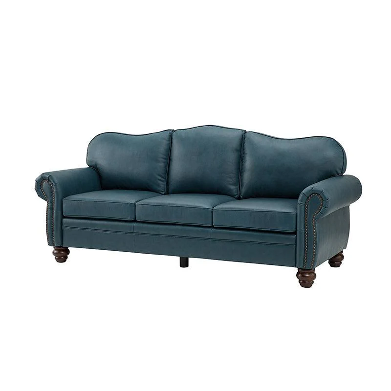 Flavio 81″ Genuine Leather Sofa – Vintage Glam Mid-Century Design - Image 37
