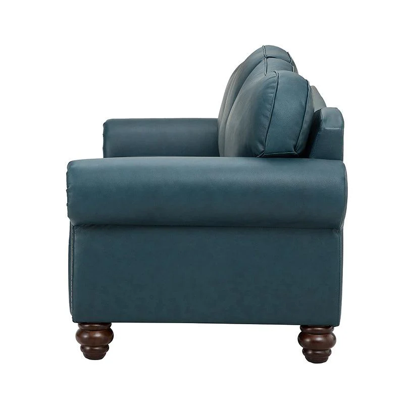Flavio 81″ Genuine Leather Sofa – Vintage Glam Mid-Century Design - Image 38