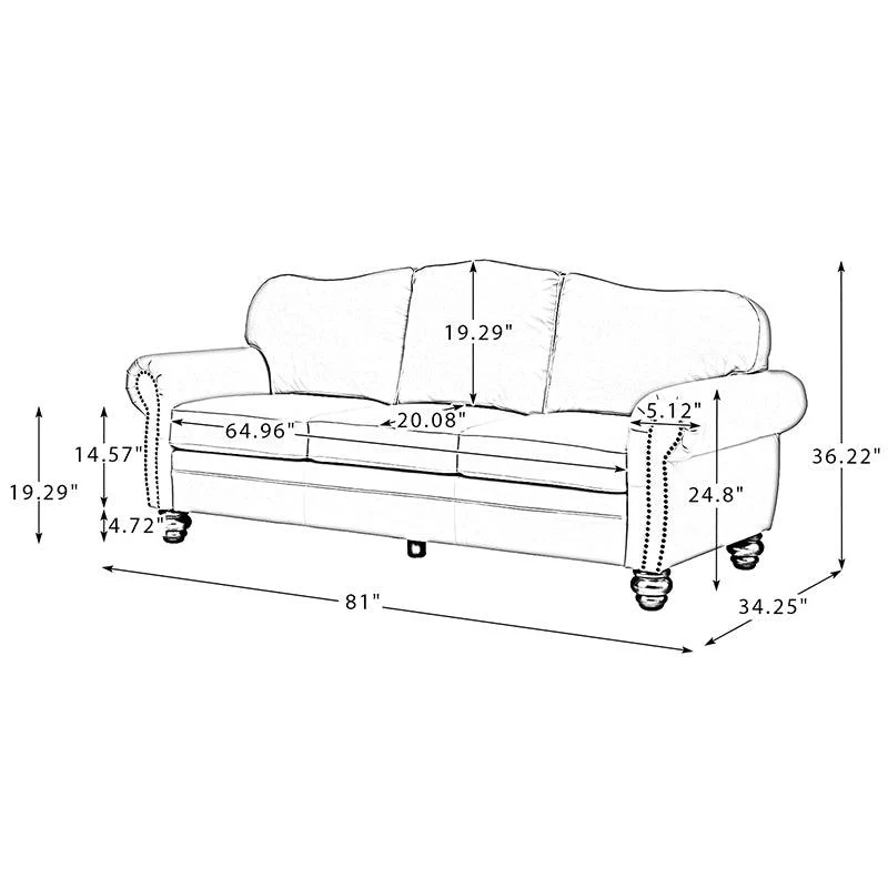 Flavio 81″ Genuine Leather Sofa – Vintage Glam Mid-Century Design - Image 43