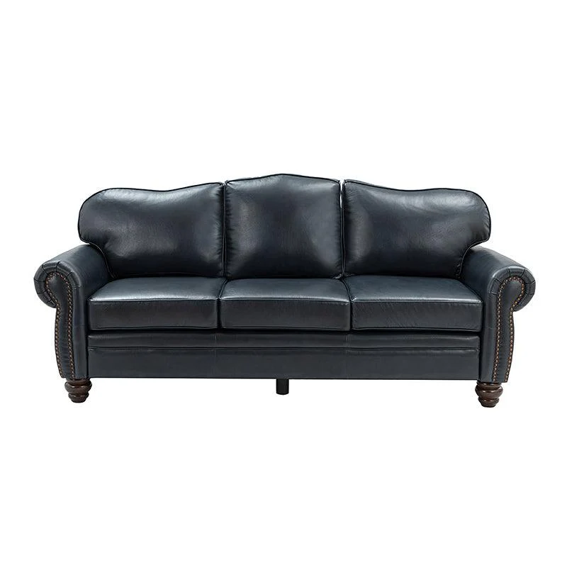 Flavio 81″ Genuine Leather Sofa – Vintage Glam Mid-Century Design - Image 44