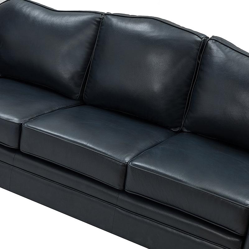 Flavio 81″ Genuine Leather Sofa – Vintage Glam Mid-Century Design - Image 47