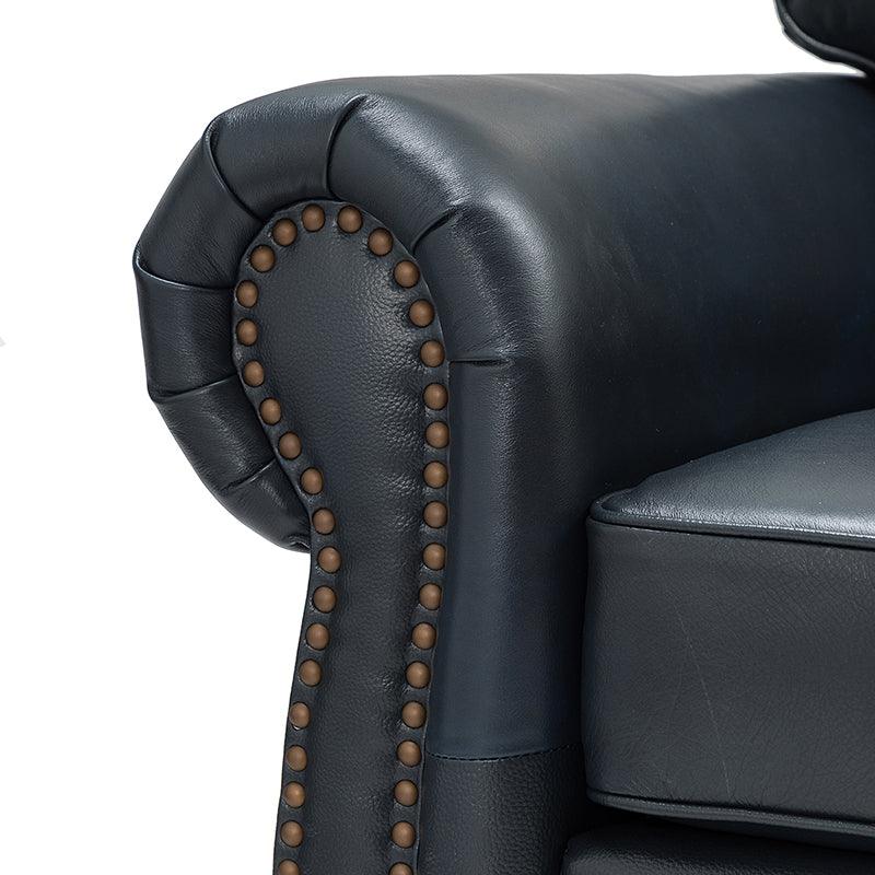 Flavio 81″ Genuine Leather Sofa – Vintage Glam Mid-Century Design - Image 48
