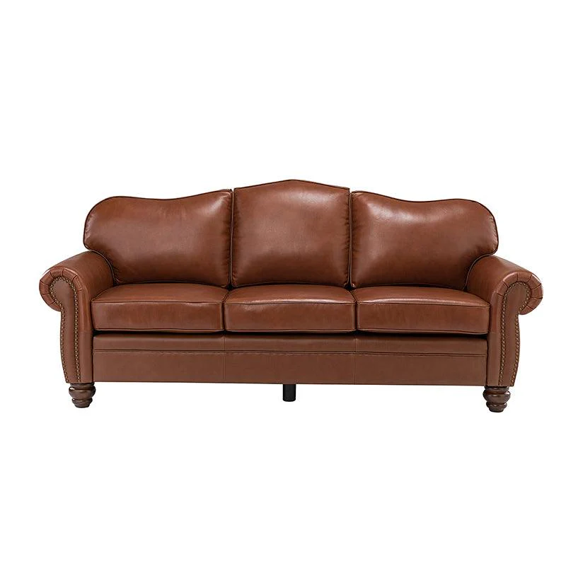 Flavio 81″ Genuine Leather Sofa – Vintage Glam Mid-Century Design - Image 53