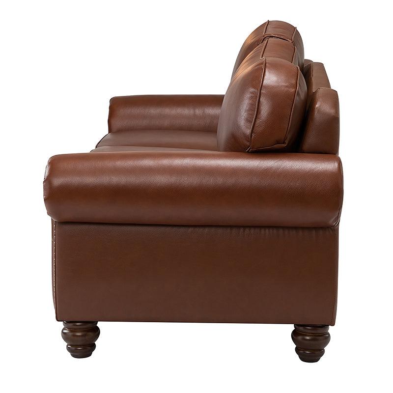 Flavio 81″ Genuine Leather Sofa – Vintage Glam Mid-Century Design - Image 55