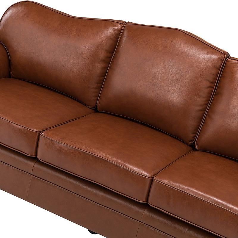 Flavio 81″ Genuine Leather Sofa – Vintage Glam Mid-Century Design - Image 56