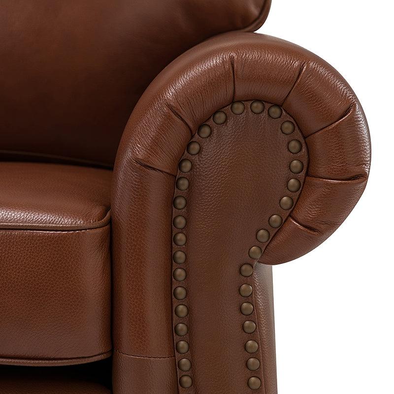 Flavio 81″ Genuine Leather Sofa – Vintage Glam Mid-Century Design - Image 57