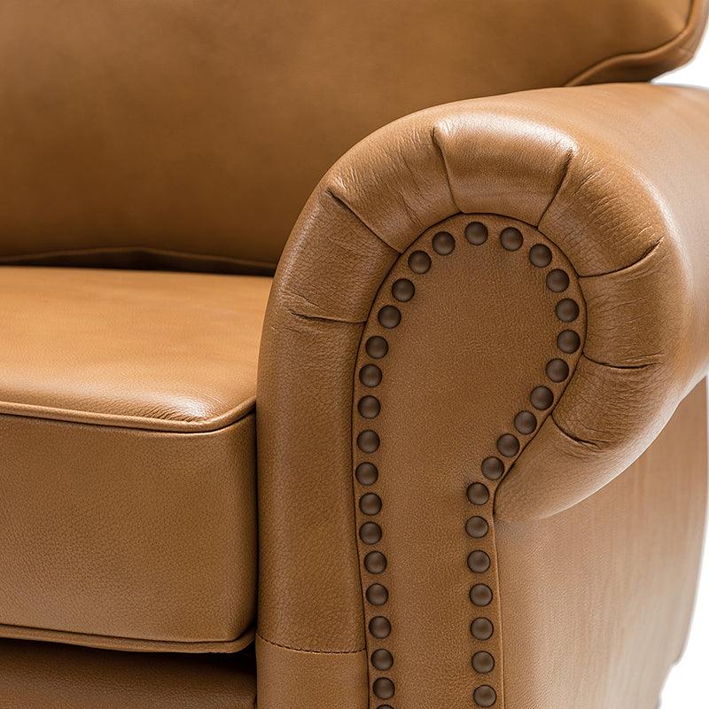 Flavio 81″ Genuine Leather Sofa – Vintage Glam Mid-Century Design - Image 6