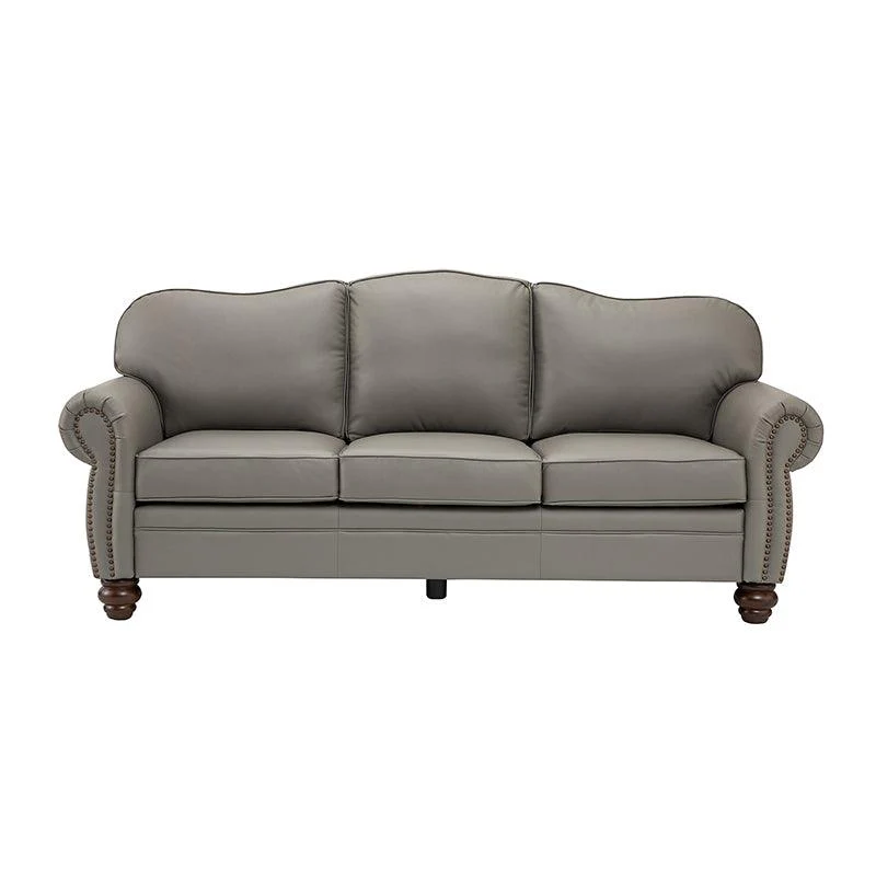 Flavio 81″ Genuine Leather Sofa – Vintage Glam Mid-Century Design - Image 61