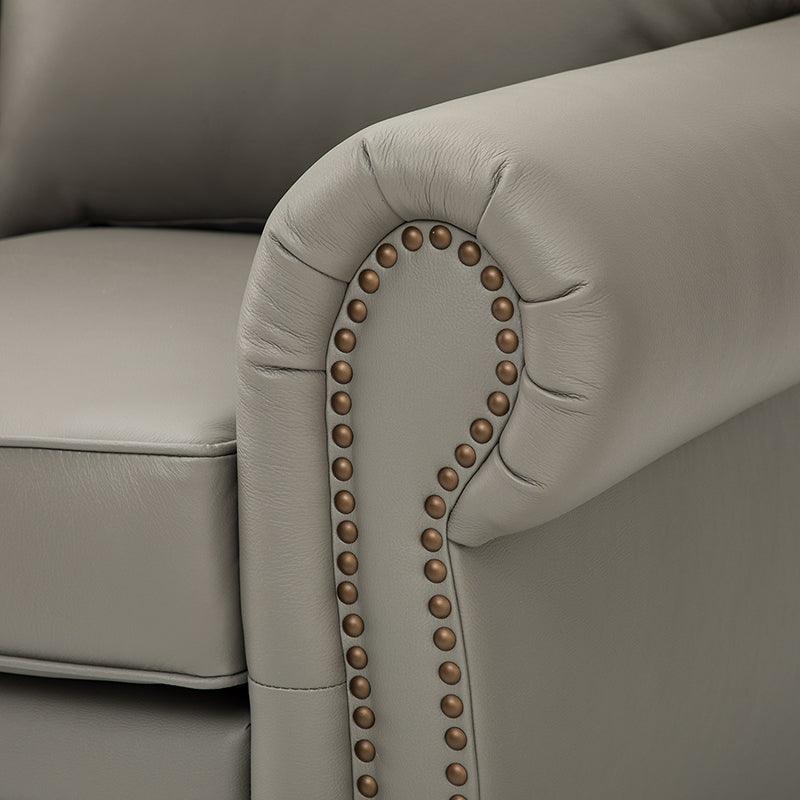 Flavio 81″ Genuine Leather Sofa – Vintage Glam Mid-Century Design - Image 65