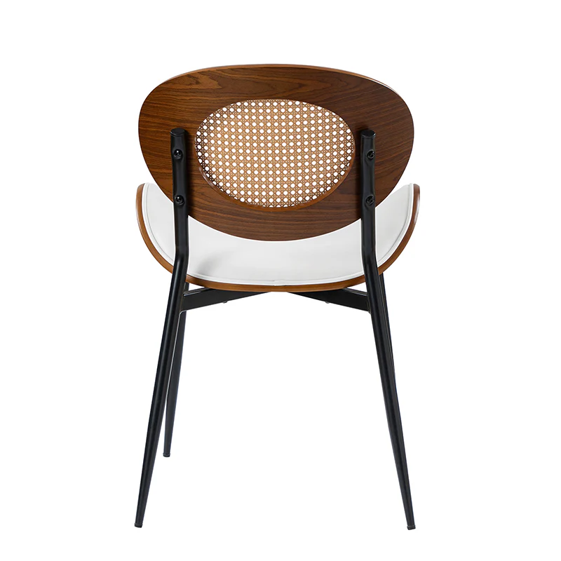 Flora Curved Wood Backrest Faux Leather Upholstery Cushion Dining Chair (Optional Types) - Image 13
