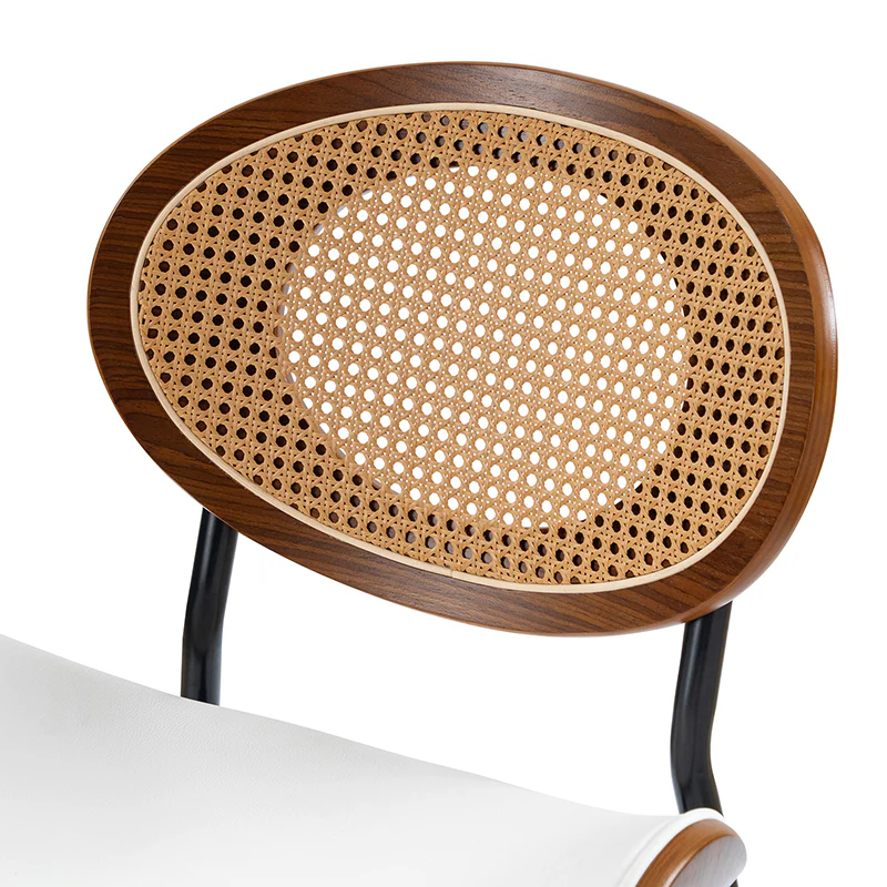 Flora Curved Wood Backrest Faux Leather Upholstery Cushion Dining Chair (Optional Types) - Image 15
