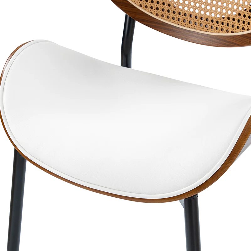 Flora Curved Wood Backrest Faux Leather Upholstery Cushion Dining Chair (Optional Types) - Image 16