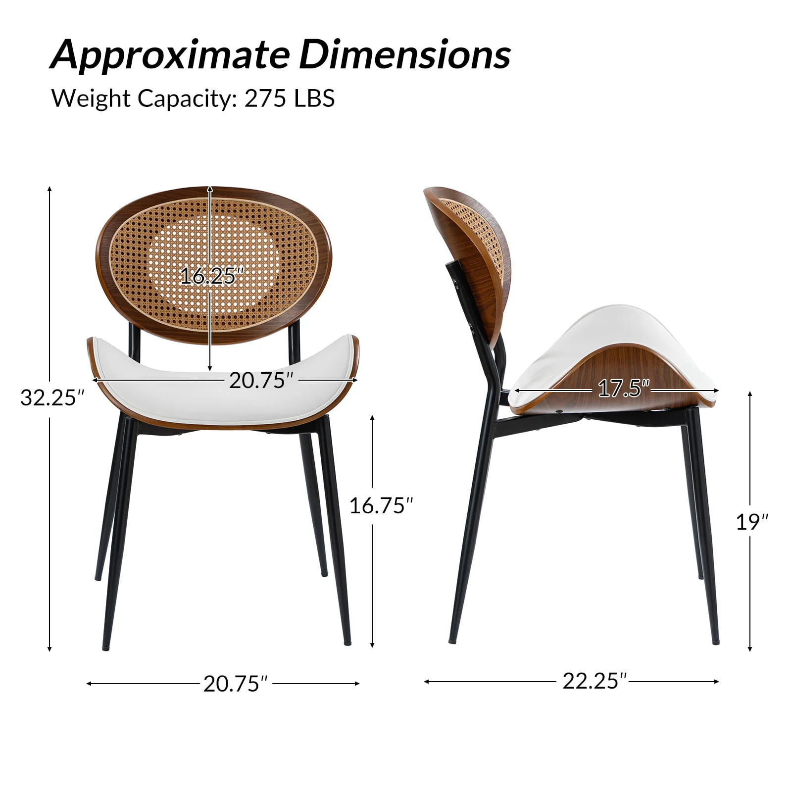 Flora Curved Wood Backrest Faux Leather Upholstery Cushion Dining Chair (Optional Types) - Image 24