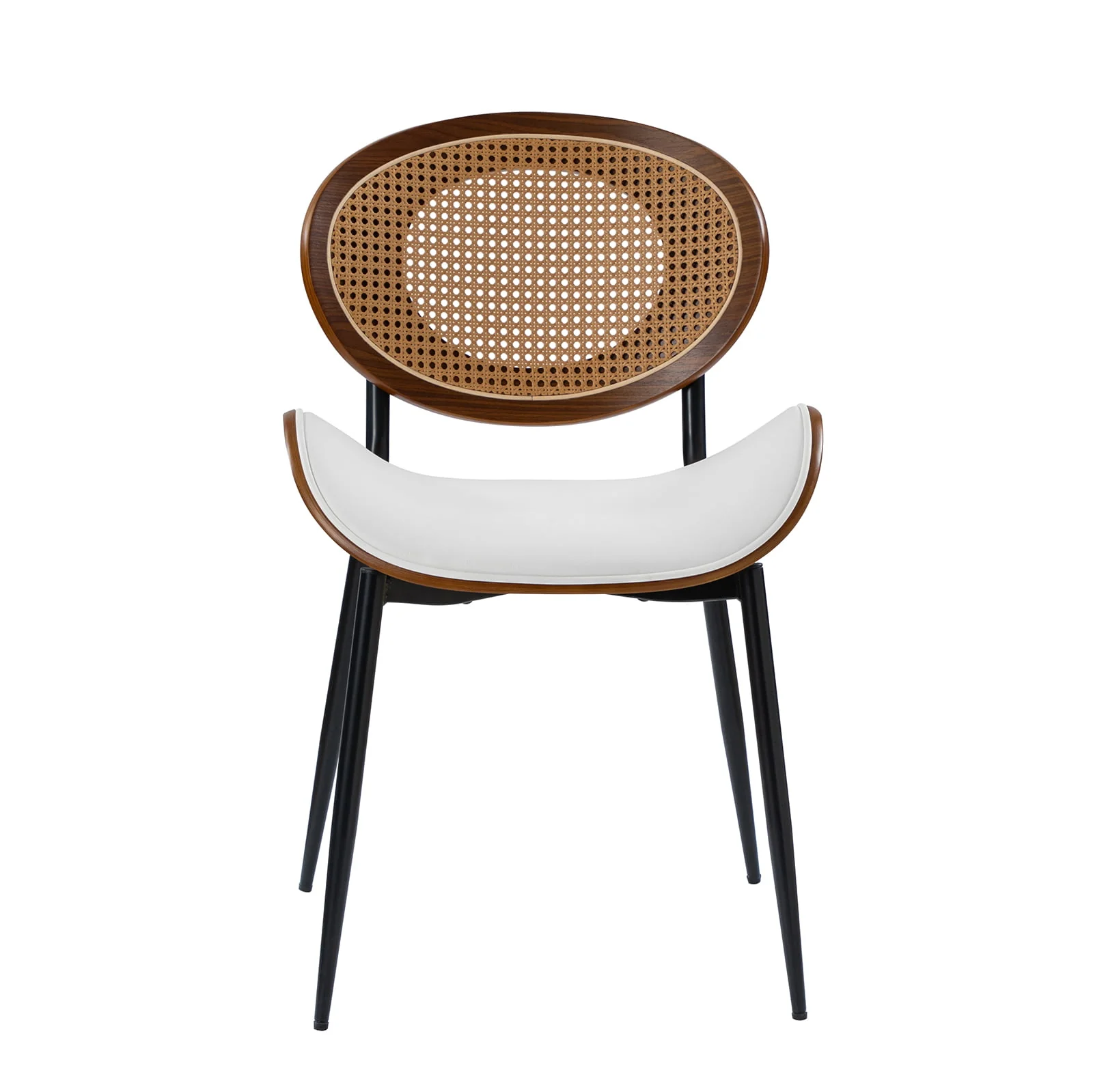 Flora Curved Wood Backrest Faux Leather Upholstery Cushion Dining Chair (Optional Types) - Image 25