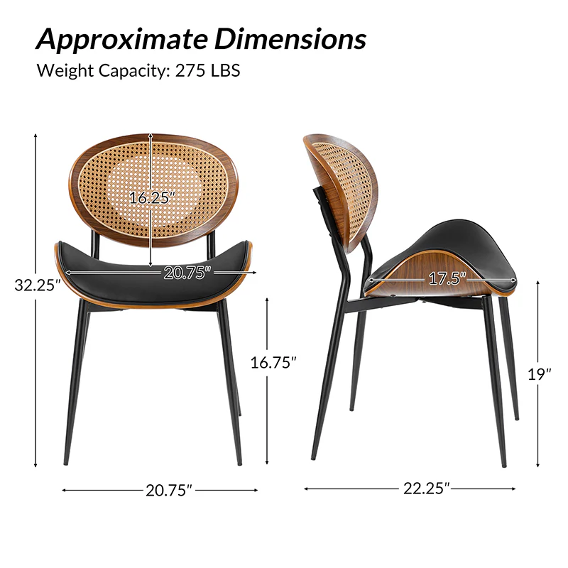 Flora Curved Wood Backrest Faux Leather Upholstery Cushion Dining Chair (Optional Types) - Image 3