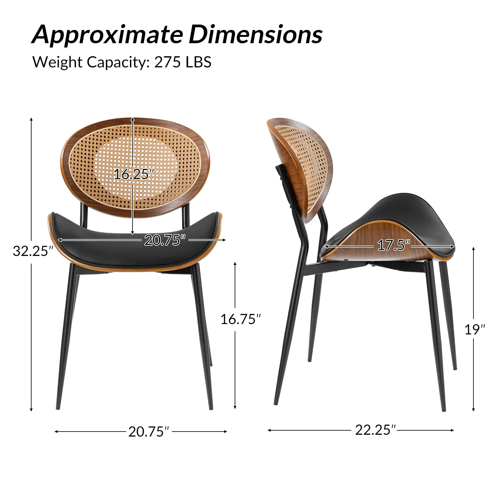 Flora Curved Wood Backrest Faux Leather Upholstery Cushion Dining Chair (Optional Types) - Image 35