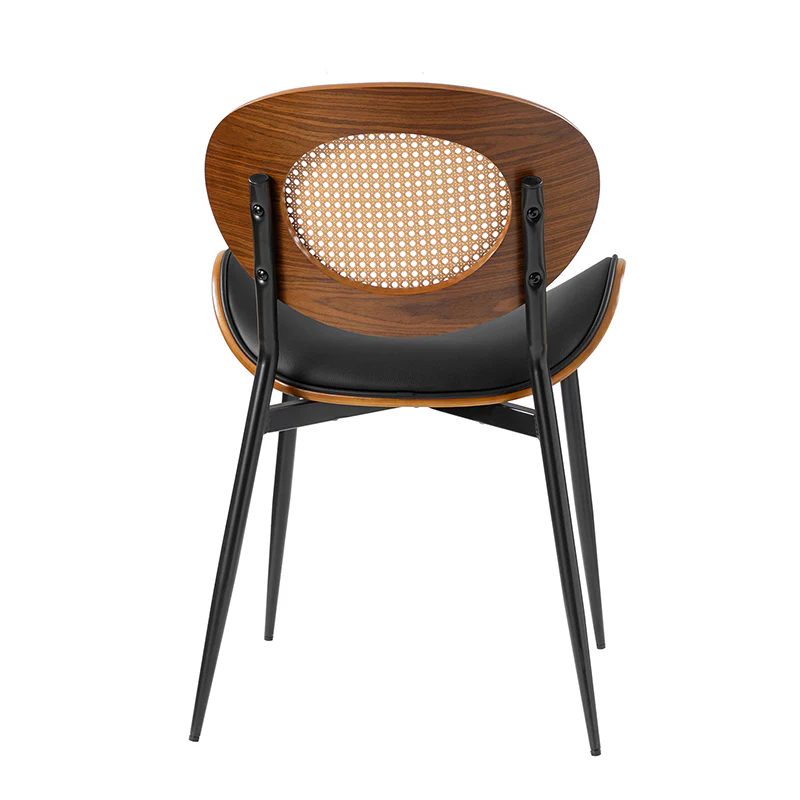 Flora Curved Wood Backrest Faux Leather Upholstery Cushion Dining Chair (Optional Types) - Image 5