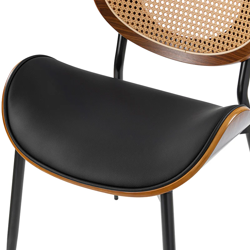 Flora Curved Wood Backrest Faux Leather Upholstery Cushion Dining Chair (Optional Types) - Image 8