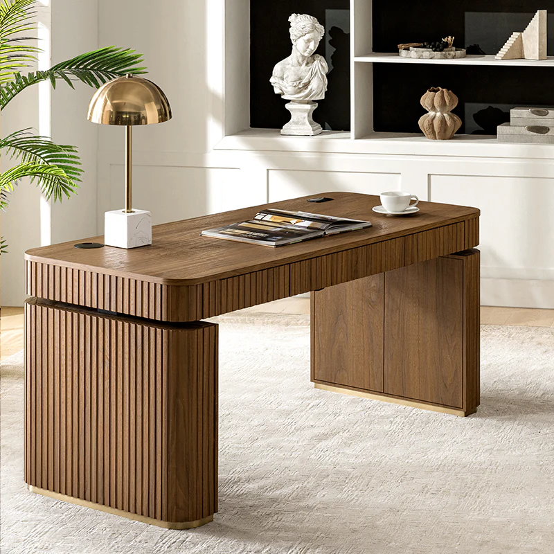 Alina Fluted Design Electric Height-Adjustable Desk with Drawers - Image 10