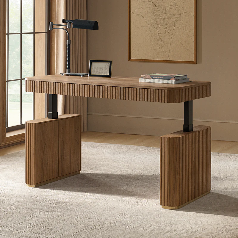 Alina Fluted Design Electric Height-Adjustable Desk with Drawers - Image 11