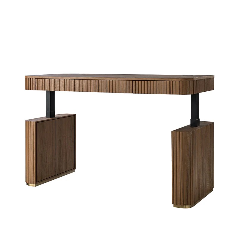 Alina Fluted Design Electric Height-Adjustable Desk with Drawers - Image 13