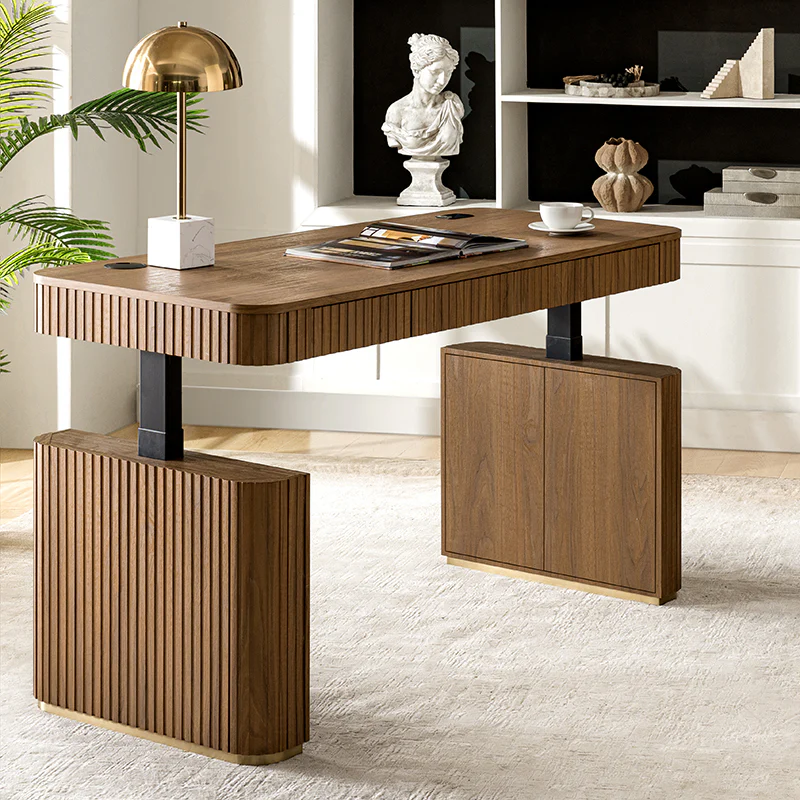 Alina Fluted Design Electric Height-Adjustable Desk with Drawers - Image 18