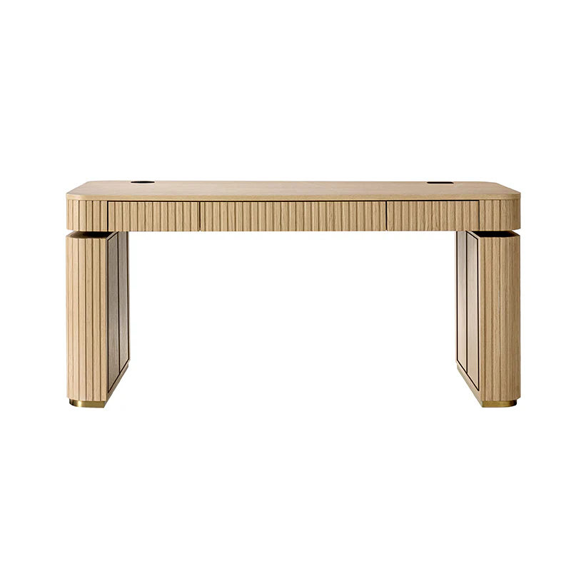 Alina Fluted Design Electric Height-Adjustable Desk with Drawers - Image 4