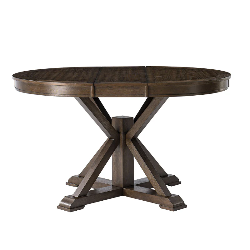 Gabriela Transitional Solid Wood Round Extension Dining Table with Hidden Leaf - Image 4
