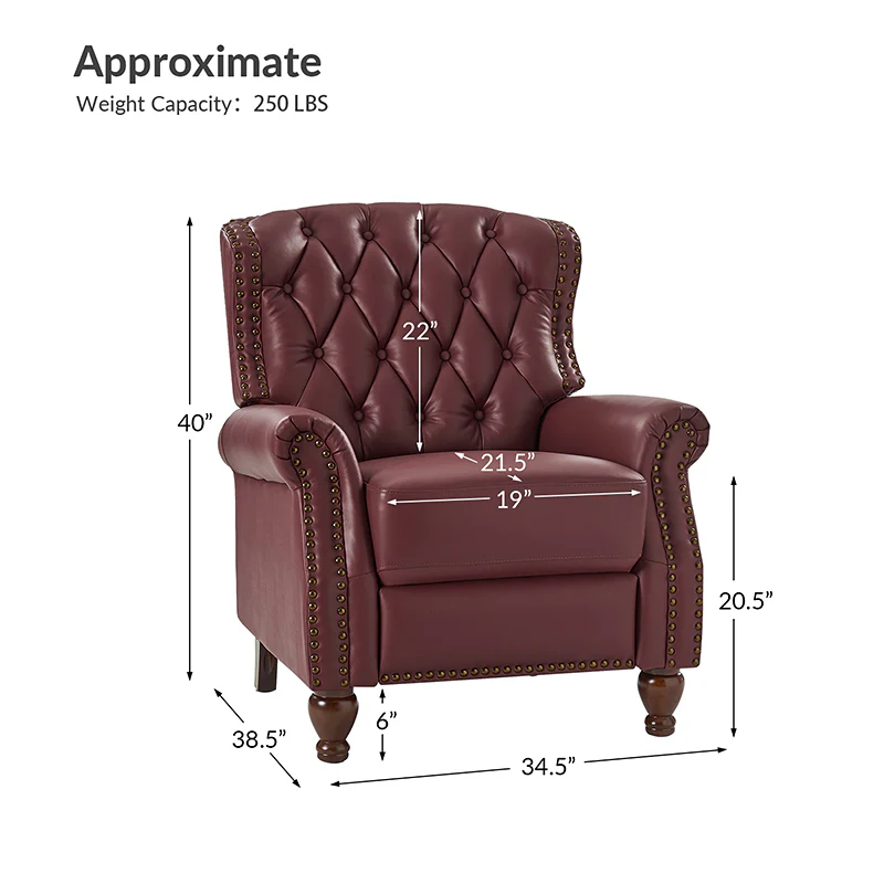 Gabrielle Genuine Leather Living Room Manual Recliner with Nailhead Trim - Image 11