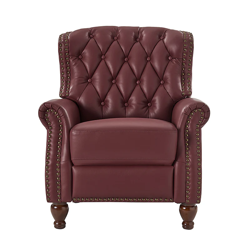 Gabrielle Genuine Leather Living Room Manual Recliner with Nailhead Trim - Image 12
