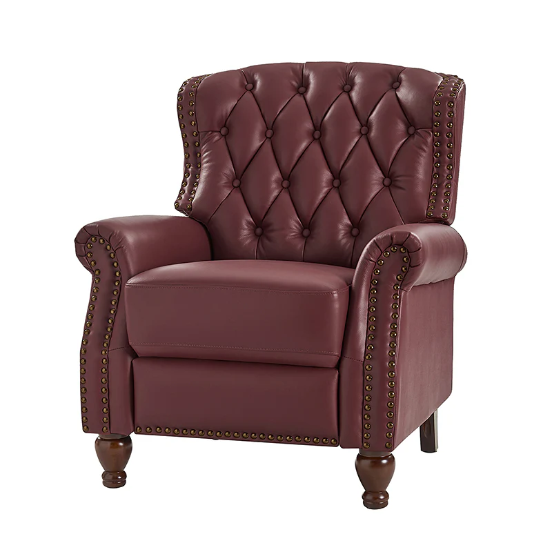 Gabrielle Genuine Leather Living Room Manual Recliner with Nailhead Trim - Image 13