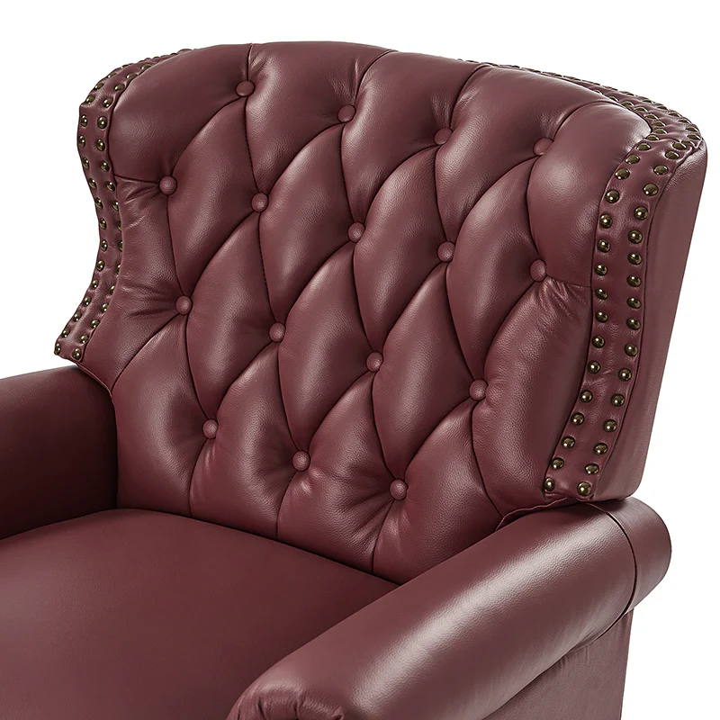 Gabrielle Genuine Leather Living Room Manual Recliner with Nailhead Trim - Image 15