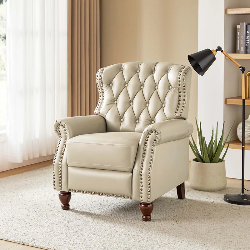 Gabrielle Genuine Leather Living Room Manual Recliner with Nailhead Trim - Image 17