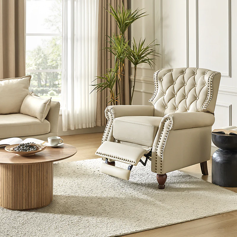 Gabrielle Genuine Leather Living Room Manual Recliner with Nailhead Trim - Image 18