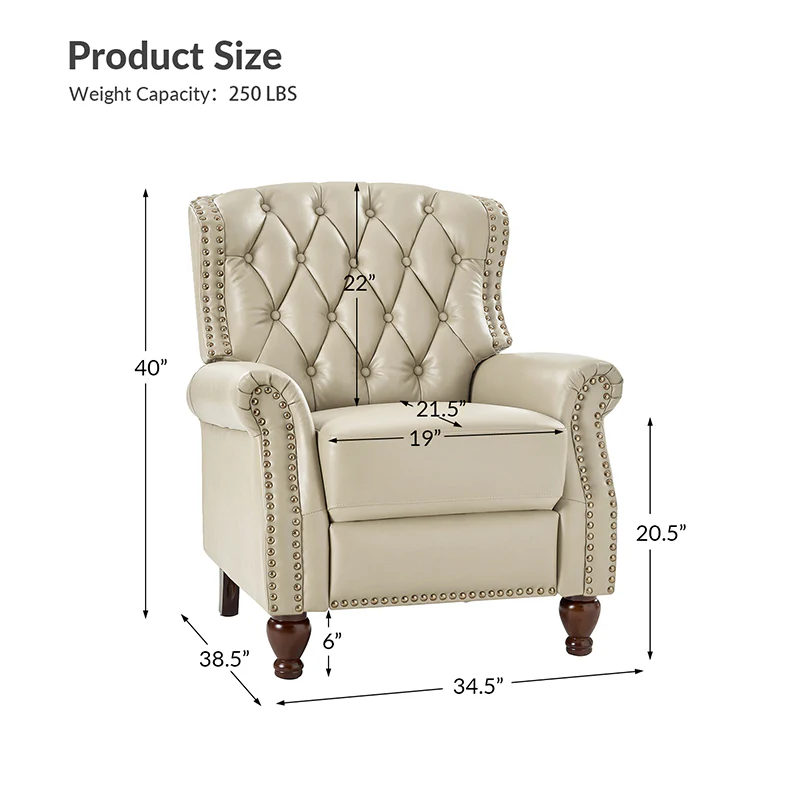 Gabrielle Genuine Leather Living Room Manual Recliner with Nailhead Trim - Image 19