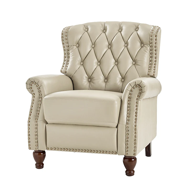 Gabrielle Genuine Leather Living Room Manual Recliner with Nailhead Trim - Image 20