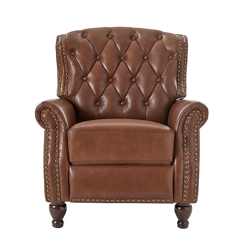 Gabrielle Genuine Leather Living Room Manual Recliner with Nailhead Trim - Image 29