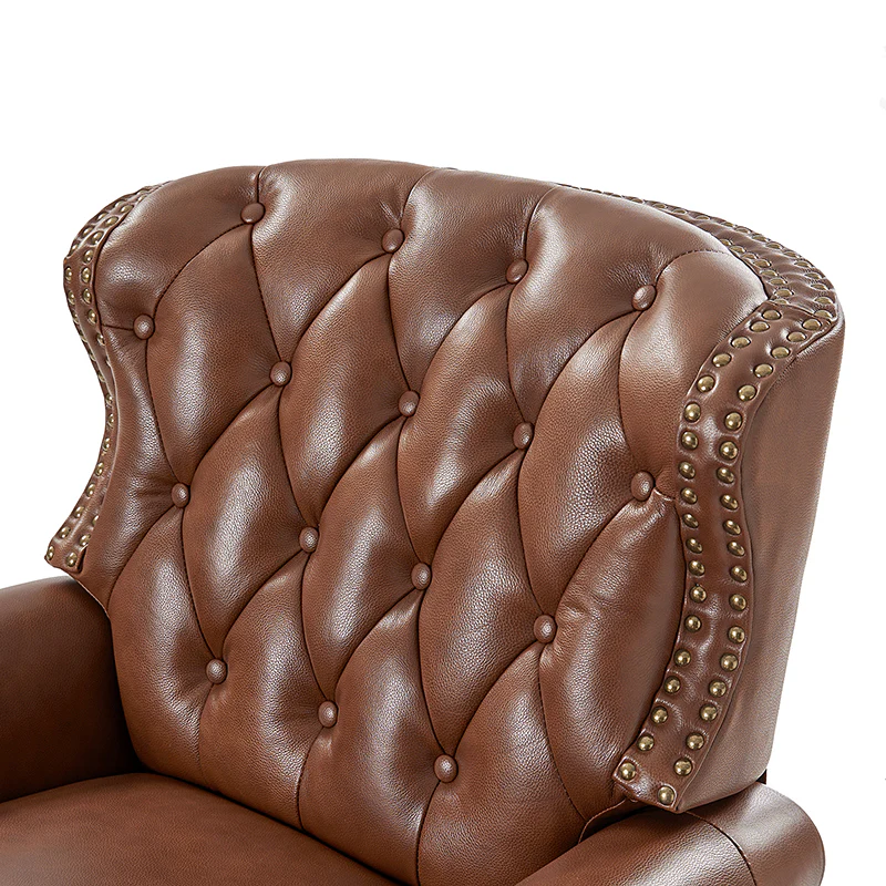 Gabrielle Genuine Leather Living Room Manual Recliner with Nailhead Trim - Image 30