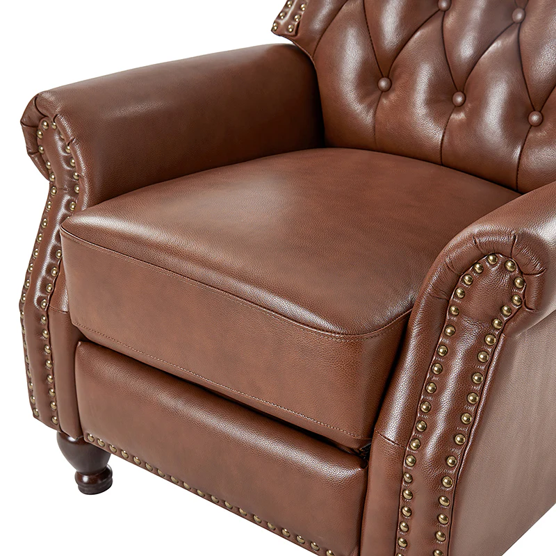 Gabrielle Genuine Leather Living Room Manual Recliner with Nailhead Trim - Image 31