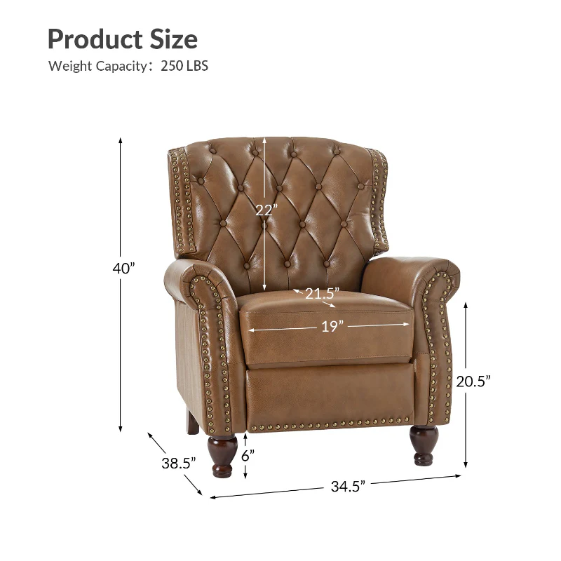 Gabrielle Genuine Leather Living Room Manual Recliner with Nailhead Trim - Image 35