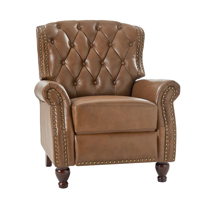 Gabrielle Genuine Leather Living Room Manual Recliner with Nailhead Trim - Image 37