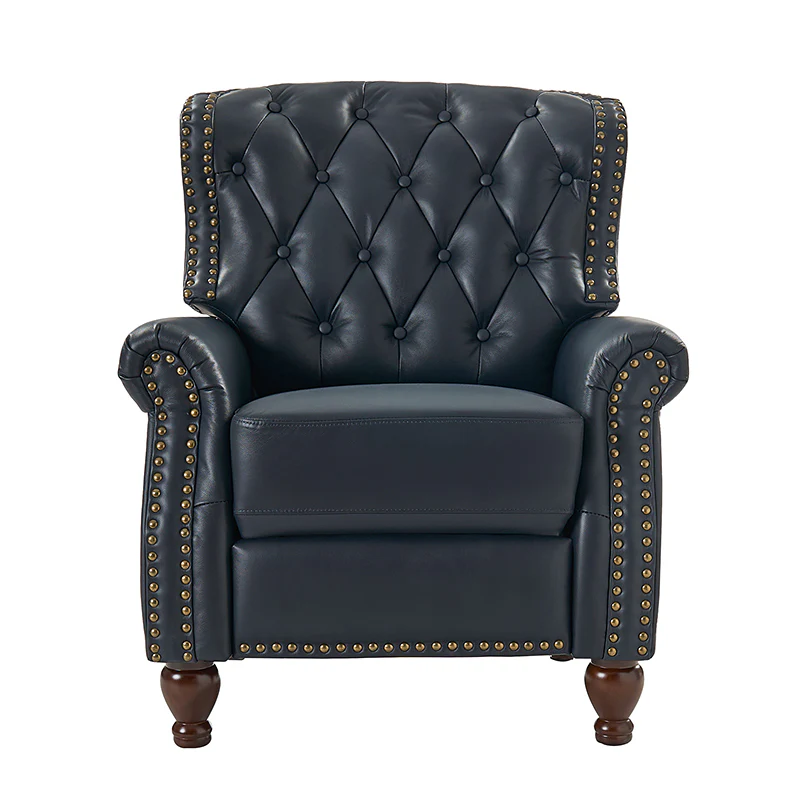 Gabrielle Genuine Leather Living Room Manual Recliner with Nailhead Trim - Image 4