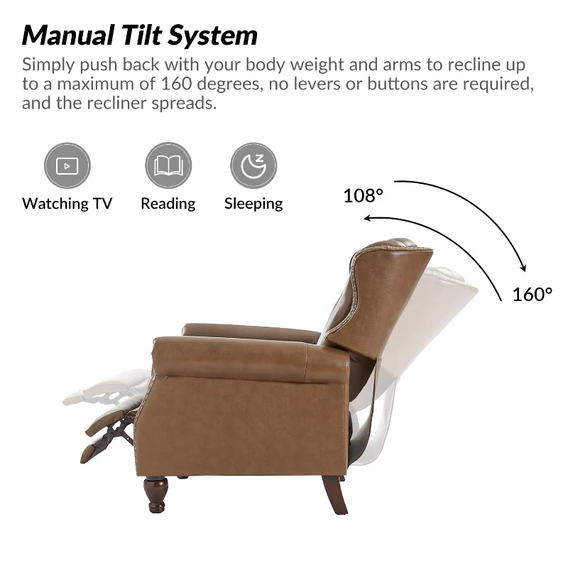 Gabrielle Genuine Leather Living Room Manual Recliner with Nailhead Trim - Image 40