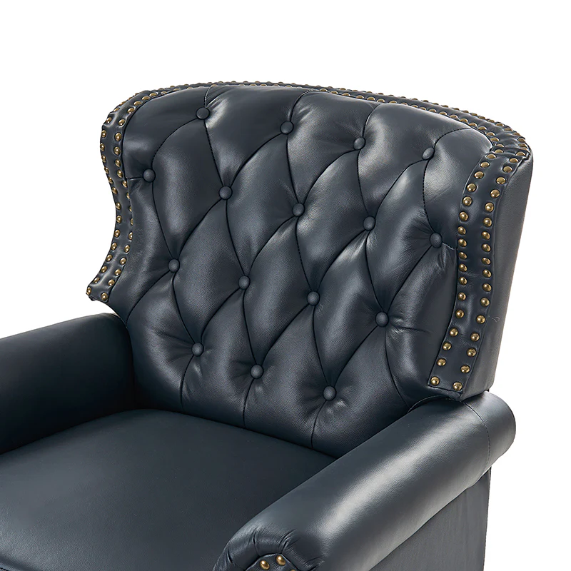 Gabrielle Genuine Leather Living Room Manual Recliner with Nailhead Trim - Image 6
